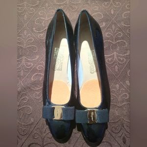 Salvatore Feragamo Vara Patent leather pumps.